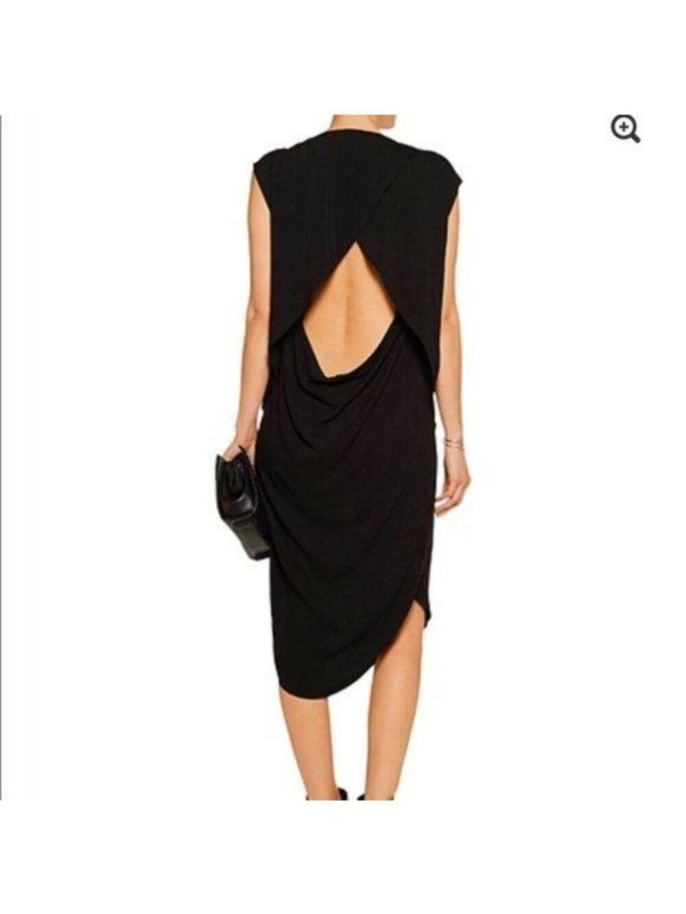 OAK NYC Draped Open Back Layered Shirt Dress Crepe